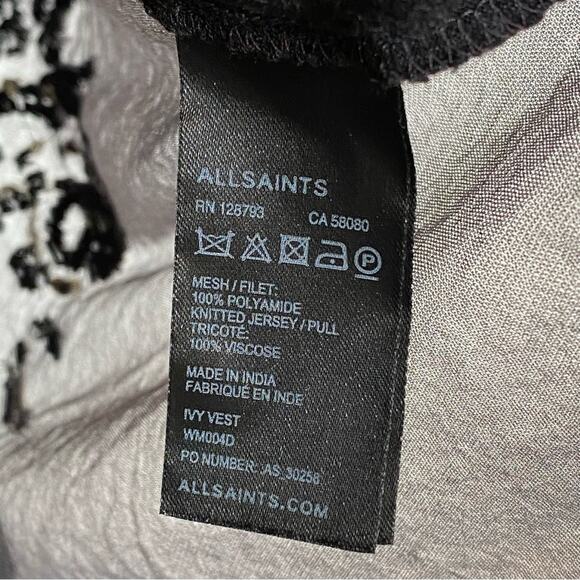 AllSaints x Revolve Beaded top Womens Size 6 Hand Embellished Sequin Sheer Sexy - Picture 5 of 8